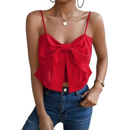 Women's Tanks Camis Xingqing Big Bow Top Women Summer Clothes Solid Color Spaghetti Strap Slveless Camisole 2000s Aesthetic Clothing Strtwear Y240420