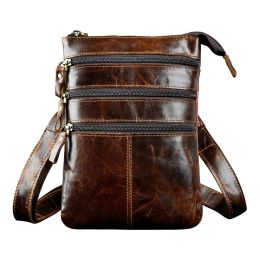 Packs Fashion Real Leather Multifunction Casual Waist Pack 8" Pad Crossbody Bag Satchel Messenger Bag Hip Bum Pouch Belt Pack 8712
