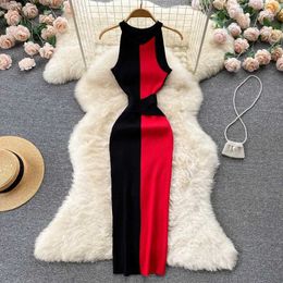 Urbane sexy Kleider Yuoomuoo Frauen Kleid 2024 Sommer Elegant Ribknit Slim Taille Bandage Bleistift Office Dame ärmellose Bodycon Pullover Kleid Y240420