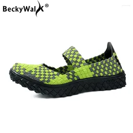 Casual Shoes BeckyWalk Handmade Woven Women Summer Flats Breathable Flat Sneakers Woman Spring Loafers Ladies WSH2901