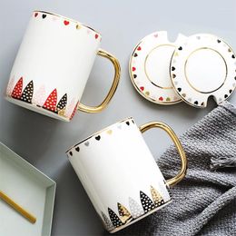 Mugs European Style Phnom Penh Flower Mug Office Big Cup With Cover Creative Bone China Juice Coffee Milk Ceramic Drinkware