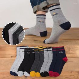 Men's Socks 5 Pairs Men Autumn Winter Thick Cotton High Quality Odour Resistant Wear-resistant Sweat Absorbing Sports Mid Tube