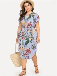 Casual Dresses Women Dress Big Size L-4XL Fashion Print Fat Ladies Skirt