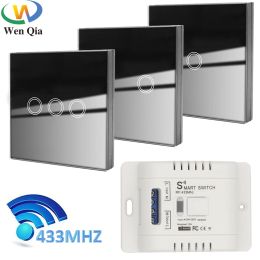 Control Wenqia Smart Home Touch Button Switch Wireless 433mhz Remote Controller Light Glass Wall Panels Ac 110v 220v Receiver Lamp Bulb