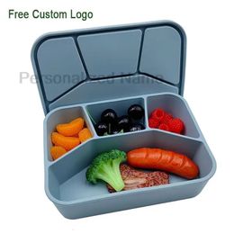 Silicone Lunch Box With Interlayer Adult lunch Childrens Lnch Food Container 4 compartments Leakproof Purity 240412