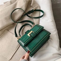 Drawstring Aosbos Crocodile Pattern Pu Leather Buckle Shoulder Bags For Women Handbags Designer Crossbody 2024 Large Capacity Flap Bag