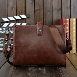 Briefcases Men's Business office Briefcase Brand PU Leather Shoulder Bag Solid Vintage Messenger Bags male Small Crossbody bags Casual Tote