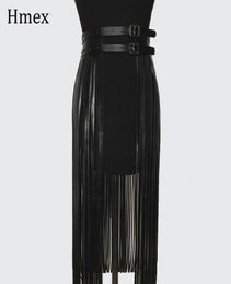 Belts For Women PU Leather Short Long Tassel Skirt Club Party Slim Fringe Female Skirt Black Decorative Summer Dress 2020 New CX207921079