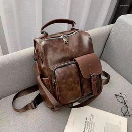 School Bags Large Laptop Backpacks Fashion Leisure Women's Backpack Solid Colour Travel Soft PU Leather