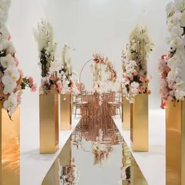 4pcs/set different diameter)Wedding Gold mirror Flowers Stand Plinth Floral Holder Vase Event Party Aisle walkway for backdrop stand For Wedding stage Decoration