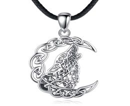 Merryshine 925 Sterling Sier Männer Celtic Viking Juwely Mond Wolf Halskette Anhänger 2015506