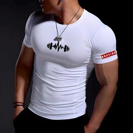 Men's T-Shirts Mens Clothing Oversized T Shirt Casual Tops T Men Clothes Tight-Fitting T-Shirt Sports Gym Sportswear Quick-Drying T Shirt Y240420