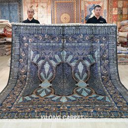 Carpets 244x305cm Handmade Silk Turkish Carpet Traditional Kashmir Floor Rug (TJ587A)