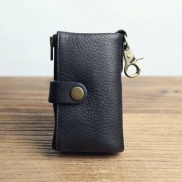 Wallets Genuine Leather Keychain Card Holder with Key Ring Cow Leather Wallet with Key Holder Men Wallet Key Chain