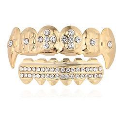 Hip Hop Braces Grillzs Real Gold Electroplated Hip Hop Gold Braces Exaggerated Diamond Inlaid Canine Braces