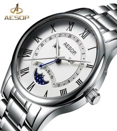 Aesop Watch Men Luxury Moon Phase Quartz Wrist Wristwatch Stainless Steel Male Clock Men Waterproof Relogio Masculino8321481