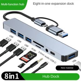 Hubs USB C Hub for Macbook 8 In 1 Adapter PC PD Charge 8 Ports Adapter Excellent Dock Station Extension High Speed Transmission