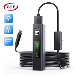 Cameras Industrial WiFi Endoscope Camera 8MM Mini Lens 2.0MP USB Car Inspection Borescope 8LEDs Waterproof for IPhone Android Phones PC