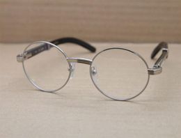 Highend Glasses New Round Metal Eyeglasses frames 7550178 Black Mix White Buffalo Horn Glasses Size5722140 mm7474489