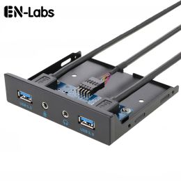 Hubs EnLabs 2 Port USB 3.0 Hub PC 3.5 Front Panel Audio Jack Microphone ,USB 20 pin Motherboard to Dual USB 3.0 Female Splitter