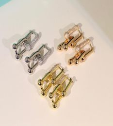 Brand Luxury Lock stud earrings Hardwear horseshoe Drop earrings buckle Square Geometric Crystal Initial letter Earrings4869714