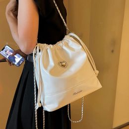 Bags Fashion Silver Black White Handbags Designer Women Chain Shoulder Bag Underarm Bag Luxury Pu Leather Tote Drawstring Bucket Bags