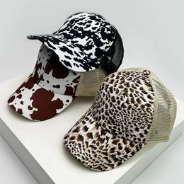 Ball Caps Women Print Cow Leopard Baseball Hats Mesh Breathable Sunshade Versatile Trucker Fashion Outdoor