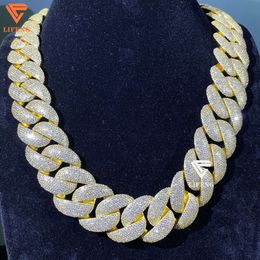 Nuovo design della moda 25 mm Ice Out Bubble Chain Moissanite Diamond Cuban Link Catena 925 Collana hip-hop Sliver per uomini