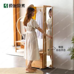 Hangers Solid Wood Coat Rack Modern Simple Small Apartment Bedroom Movable Hanger With Mirror