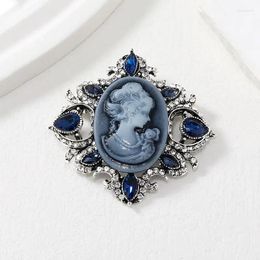 Brooches Vintage Baroque Fashion Women's Jewellery Beauty Head High-grade Rhinestone Pins Embossed Styling Pin