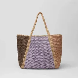 Shoulder Bags One-Shoulder Hollow Cotton Woven Bag Summer Large-Capacity French Straw Seaside Holiday Beach Women