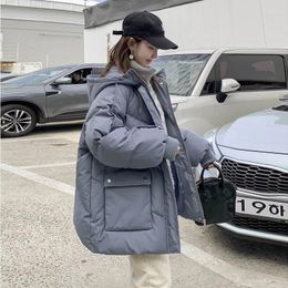 Women's Down Blue Padded Jacket Women Short Bread Chic Loose Thick Bf Harajuku Student