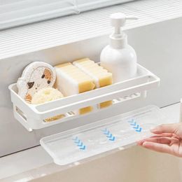 Kitchen Storage With Water Catcher Tray Removable Drain Pan Holder Self-adhesive Sink Basket Organiser Accessories Sponge