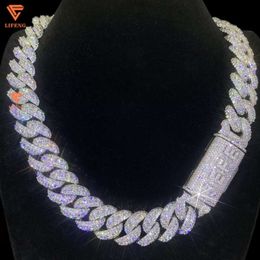 Lifeng Jewellery Custom 20mm Name Cuban Link Chain Iced Out Miami Hiphop Moissanite Sterling Silver 18k White Gold Cuban Necklace