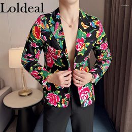 Men's Suits Northeast Large Flower Single-breasted Suit Chinese Year Clothes