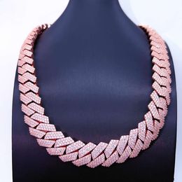 3rows Rose Gold Cuban Link Chain 20mm 24inches Hip Hop Jewelry Iced Cuban Chain Necklace