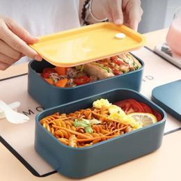Dinnerware 1600ml Microwave Double Layer Lunch Box Salad Bento BPA Free Portable Container With Spoon Fork And Bag