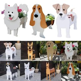 Garden Flower Pot Cute Dog Shaped Planter Samoyed Labrador Shepherd Dog Vase Pots PVC Home Outdoor Garden Decor Flowerpots 240408