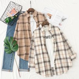 Women's Blouses 2024 Spring Long Sleeve Plaid Shirts Casual Comfort Cotton Ladies Blouse And Tops Elegant Lady Checked Clothes