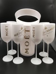 Ice Buckets And Coolers with 6Pcs white glass Moet Chandon Champagne glass Plastic5481646