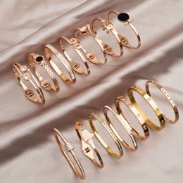 High Quality New Titanium Steel Designer Rose Gold Bracelet Female Niche Butterfly Open Adjustable Bangle Set Jewelry