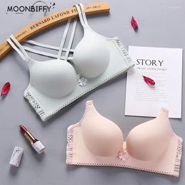 Bras Women Push Up Thickened 8cm Cup Small Chest Gathering Wireless Underwear Floral Brassiere Comfortable Beauty Back Lingerie