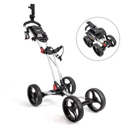 accessories Playeagle 4 Wheels Golf Push Cart Easy Folding Aluminium Alloy with Fixedpoint Umbrella Holder 4wheel Golf Bag Trolley Cart