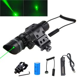 Scopes Powerful 532nm Red Laser Sight Green Hunting Emitter+45 Degree Ring Rail Qd Barrel Scope Mount +w/remote Switch+16340by+charger