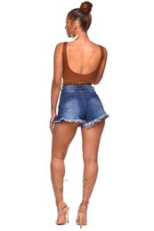 Summer Sexy Denim Shorts For Women Fashion Dark Blue Tassel Jeans High Quality Womens Clothes S-2XL Drop Ship 240418