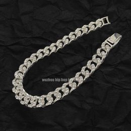 Mens Hiphop Chain Bracelet 10mm Width Real 925 Silver Single Row Vvs Excellent Cut Diamond Moissanite Cuban Link Bracelet