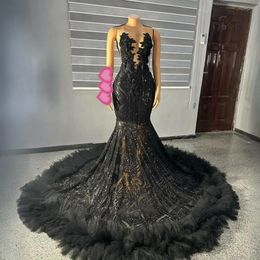 2024 Prom Dresses for Black Women Sheer Neck Beaded Lace Evening Dresses Elegant Tassel Beading Birthday Party Dress Second Reception Gowns Engagement Gown NL676
