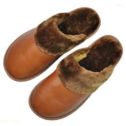 Slippers Unisex Plus Large Size Cotton Home Leather Thick Soles For Men And Women In Autumn Winter.