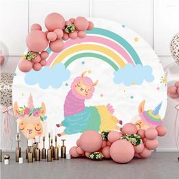 Party Decoration Backdrops Round Shape Gender Reveal Baby Elephant Animal Flower Custom Background Birthday Decorations Wall Pozone Home