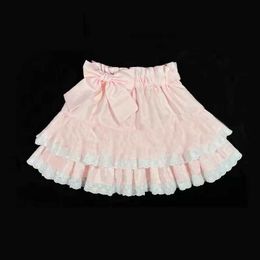 Röcke swt lolita Cake Skiing Womens Hohe Taille Kawai Bogenspitze Falten Mini Skifahren Japan A-Line Y2K Short Faldas Y240420